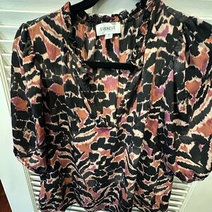 Evereve Black and Pink Patterned Blouse